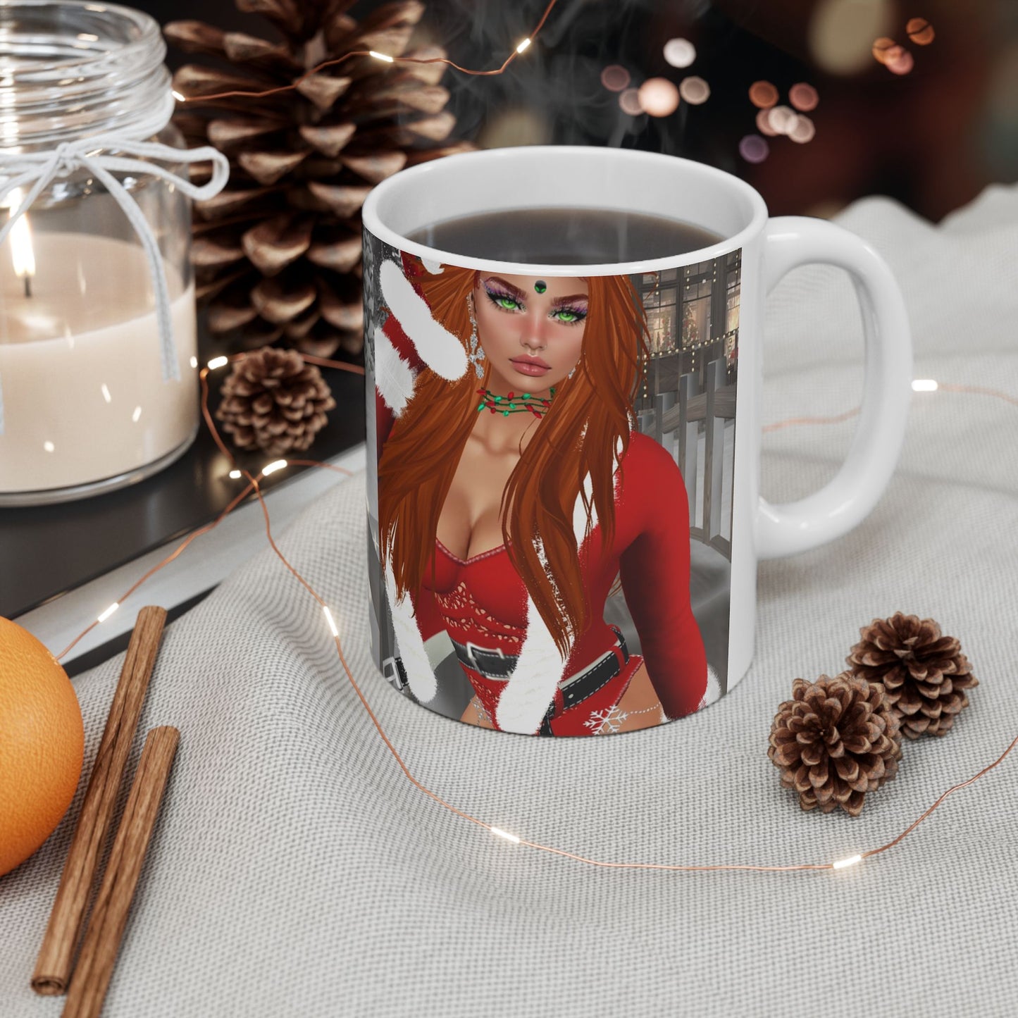 MyAviDoll Festive Holiday Ceramic Mug - 11oz & 15oz with Winter Design of your AVATAR