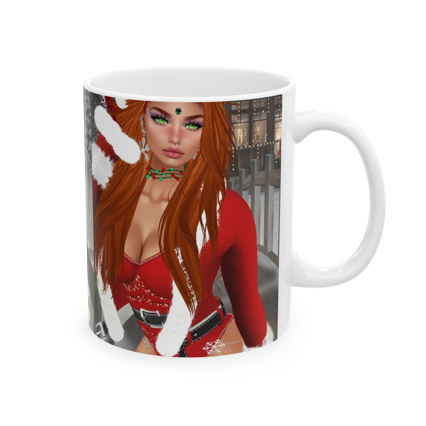 MyAviDoll Festive Holiday Ceramic Mug - 11oz & 15oz with Winter Design of your AVATAR