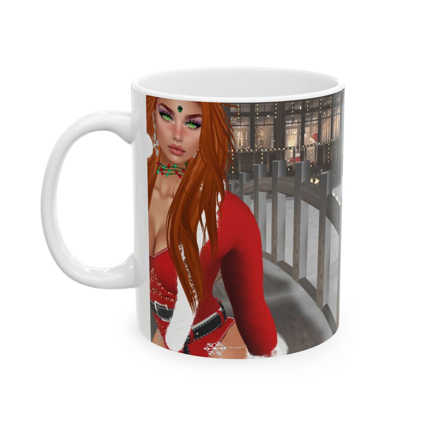 MyAviDoll Festive Holiday Ceramic Mug - 11oz & 15oz with Winter Design of your AVATAR